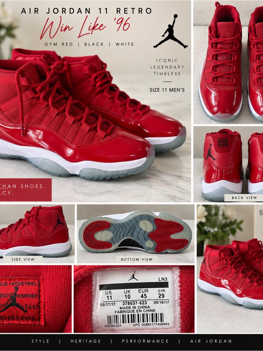 Jordan Kids Sneakers in Gym Red, Black & White